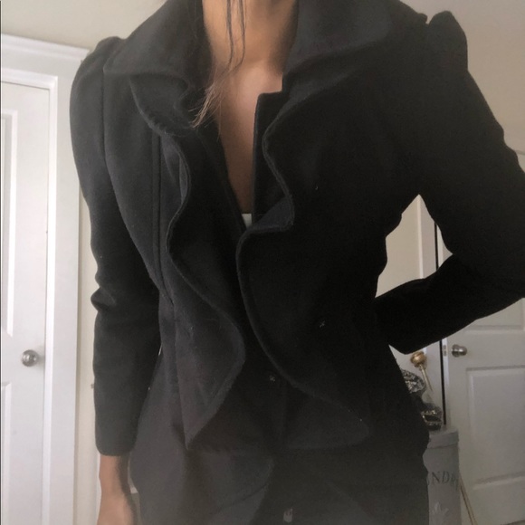 🌟 2 for $30🌟 Black Ruffle coat - Picture 2 of 5